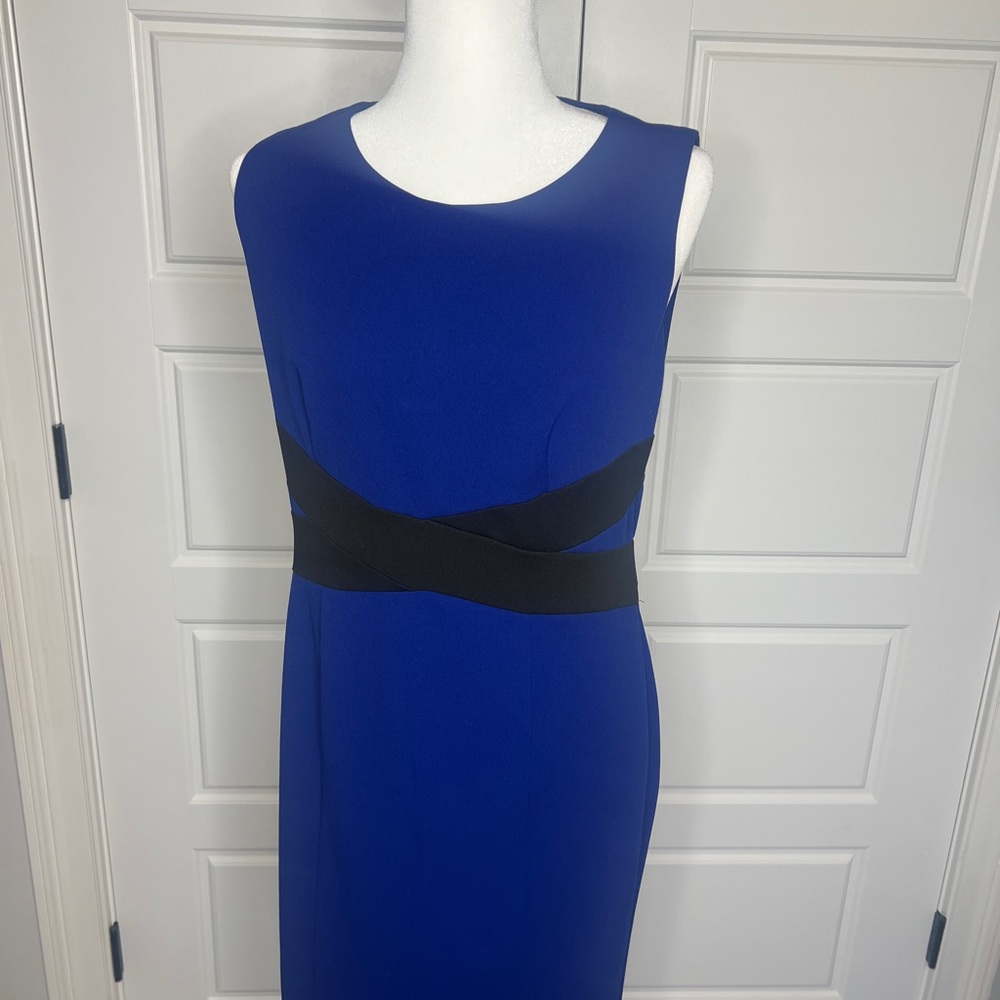 New York & Company Blue and Black Midi Dress